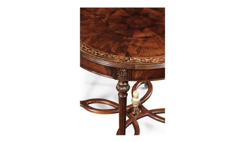 High End Furniture Round Center Table in Medium Mahogany