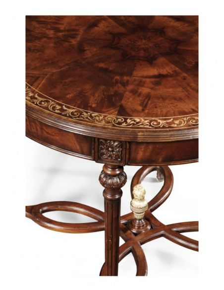 Round & Oval Side Tables High End Furniture Round Center Table in Medium Mahogany
