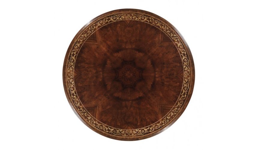Round & Oval Side Tables High End Furniture Round Center Table in Medium Mahogany