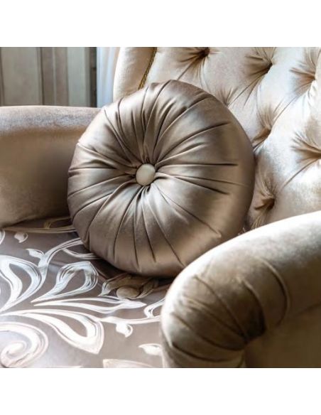 Luxury Leather & Upholstered Furniture Premium royal accent chair with plush intricate gold leafed carvings