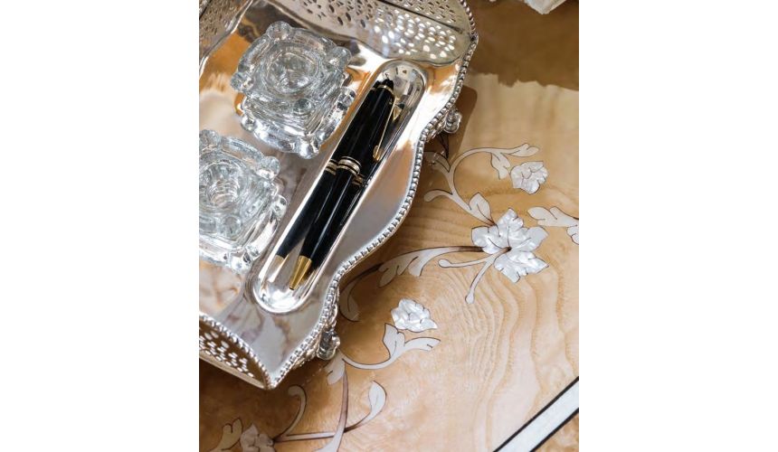 Luxury Leather & Upholstered Furniture Premium royal accent chair with plush intricate gold leafed carvings