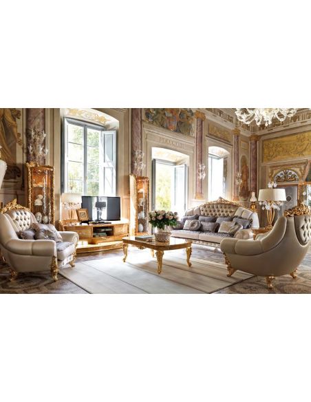 SOFA, COUCH & LOVESEAT Swimming pools and movie stars for this luxurious tufted sofa