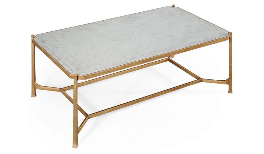 Coffee Tables Contemporary Rectangular Glass Top Coffee Table-46