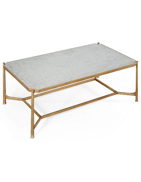 Coffee Tables Contemporary Rectangular Glass Top Coffee Table-46