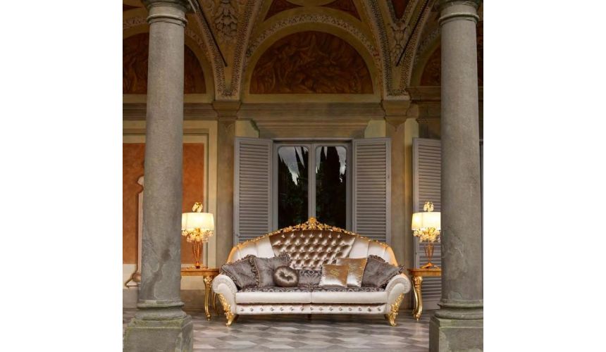 SOFA, COUCH & LOVESEAT Swimming pools and movie stars for this luxurious tufted sofa