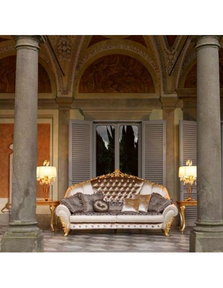 SOFA, COUCH & LOVESEAT Swimming pools and movie stars for this luxurious tufted sofa