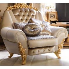 Luxury Leather & Upholstered Furniture Swimming pools and movie stars for this exuberant tufted armchair