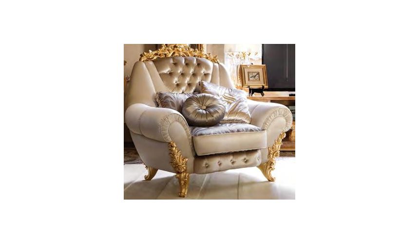 Luxury Leather & Upholstered Furniture Swimming pools and movie stars for this exuberant tufted armchair