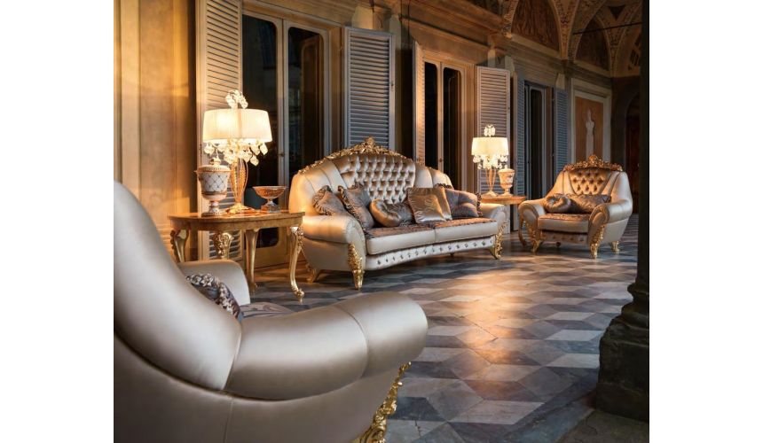 Luxury Leather & Upholstered Furniture Swimming pools and movie stars for this exuberant tufted armchair