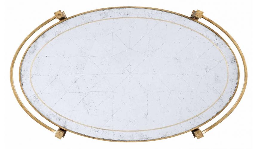 Square & Rectangular Side Tables Contemporary Iron Large Oval Serving Tray-02
