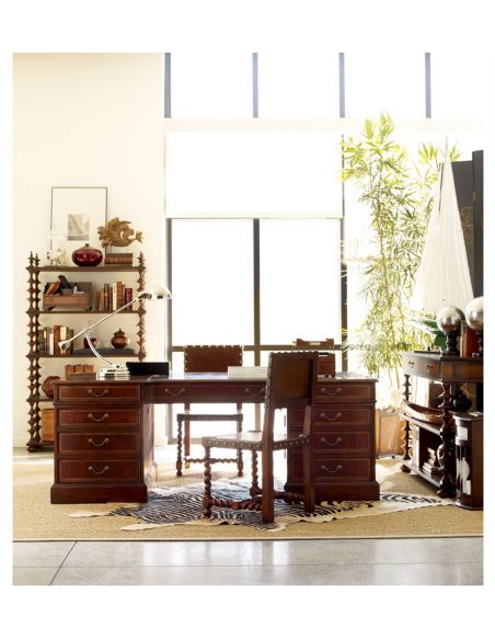 Executive Desks Georgian style Walnut Desk Organizer-71