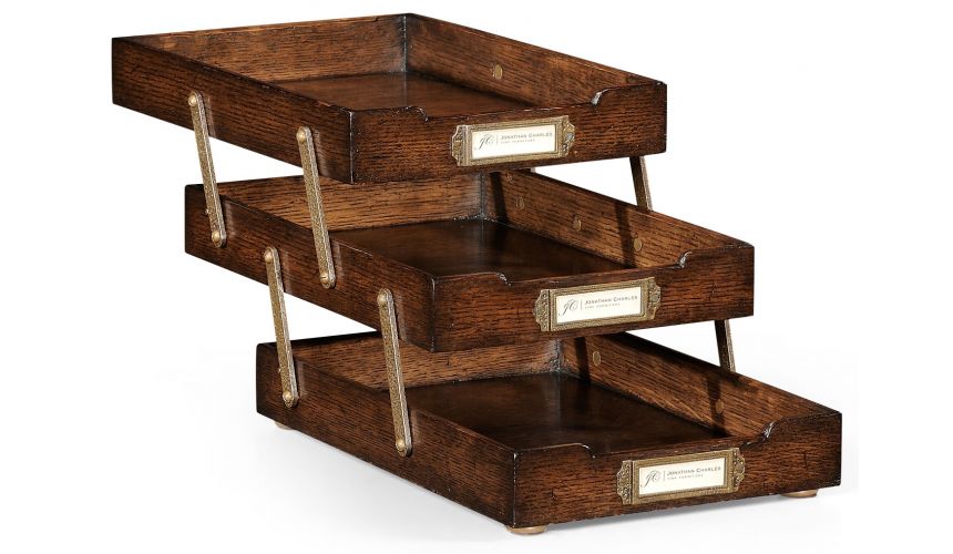 Square & Rectangular Side Tables Oak Three-Tiered Collapsible Desk Tray-82