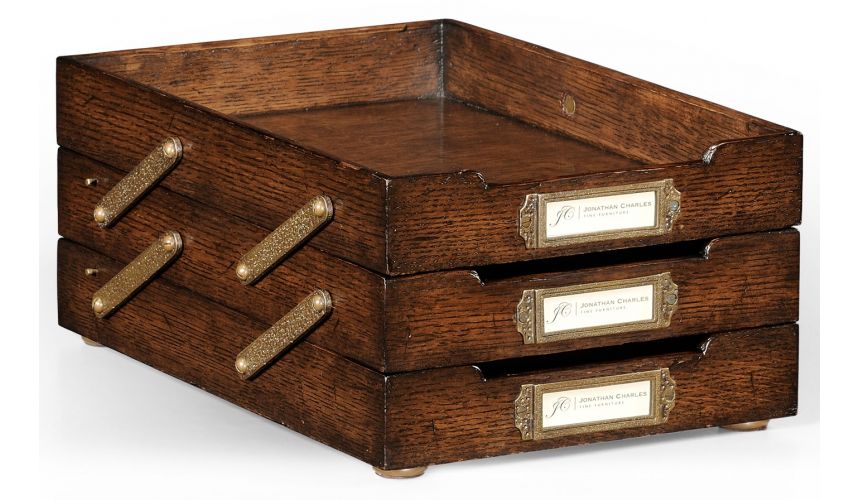 Square & Rectangular Side Tables Oak Three-Tiered Collapsible Desk Tray-82