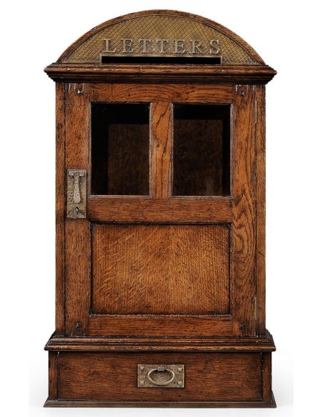Foyer and Center Tables Oak Desktop Letterbox with Lockable Glazed Door-92