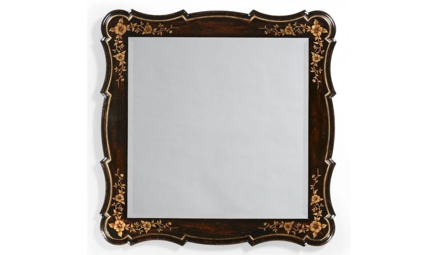 Black Painted Square Mirror With Designing-25