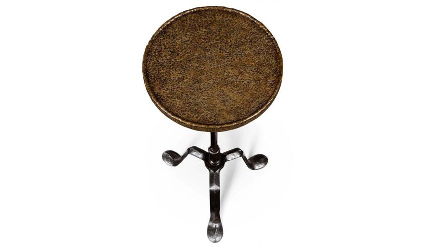 Square & Rectangular Side Tables Small Round Brass Topped Lamp Table-36