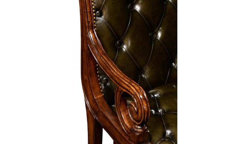 Bookcases Green Leather Antique Armchair-73
