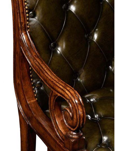 Bookcases Green Leather Antique Armchair-73