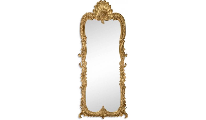 Mirrors, Screens, Decrative Pannels 18th century gilded mirror with scallop shell