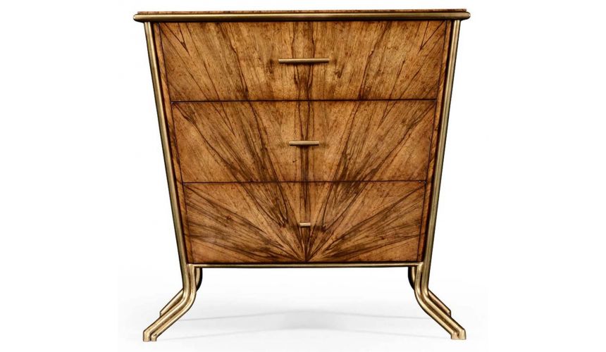 Walnut Bedside Chest of 3 Drawers-80