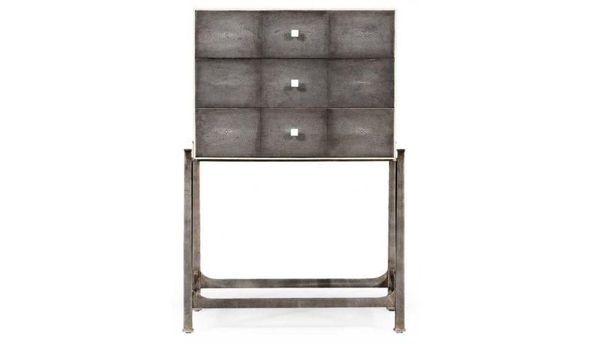 Iron Framed Antique Silver Chest of 3 Drawers-82