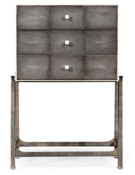 Iron Framed Antique Silver Chest of 3 Drawers-82