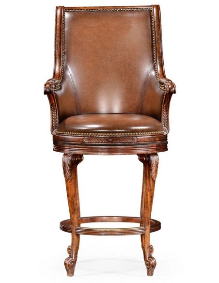 Home Bar Furniture Leather upholstered high back bar stool