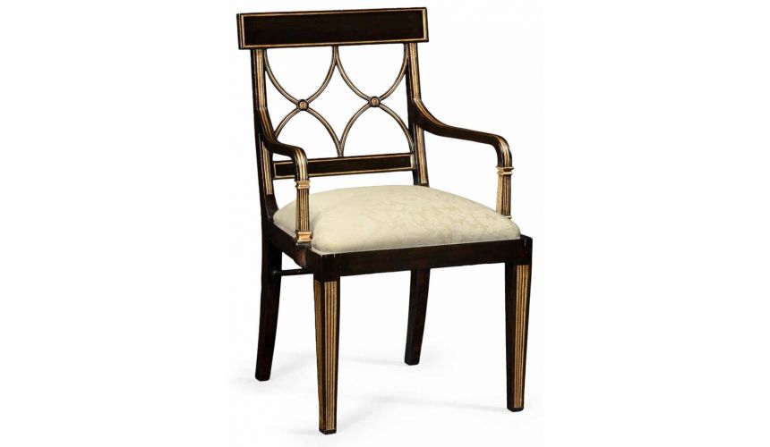 Square & Rectangular Side Tables Regency style Black Painted Dining Armchair-92
