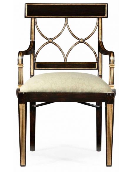Square & Rectangular Side Tables Regency style Black Painted Dining Armchair-92