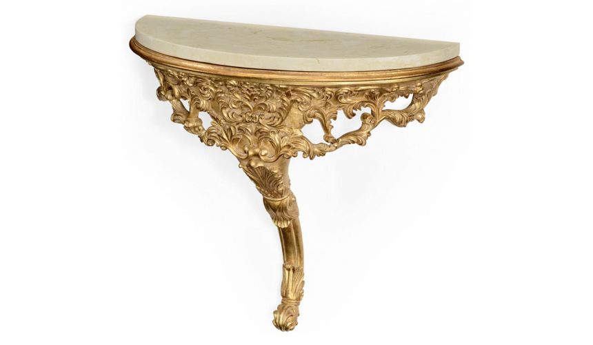 Console & Sofa Tables Rococo Style Gilded Console Table-12