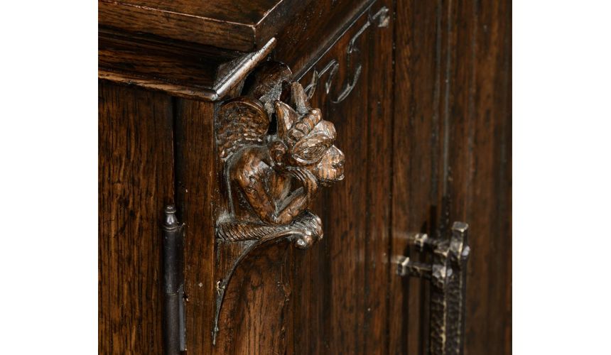 Square & Rectangular Side Tables Dark oak Linenfold Panelled Dartboard Cabinet-19