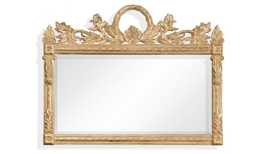 Foyer and Center Tables Large Rectangular Gilded Wall Mirror-41