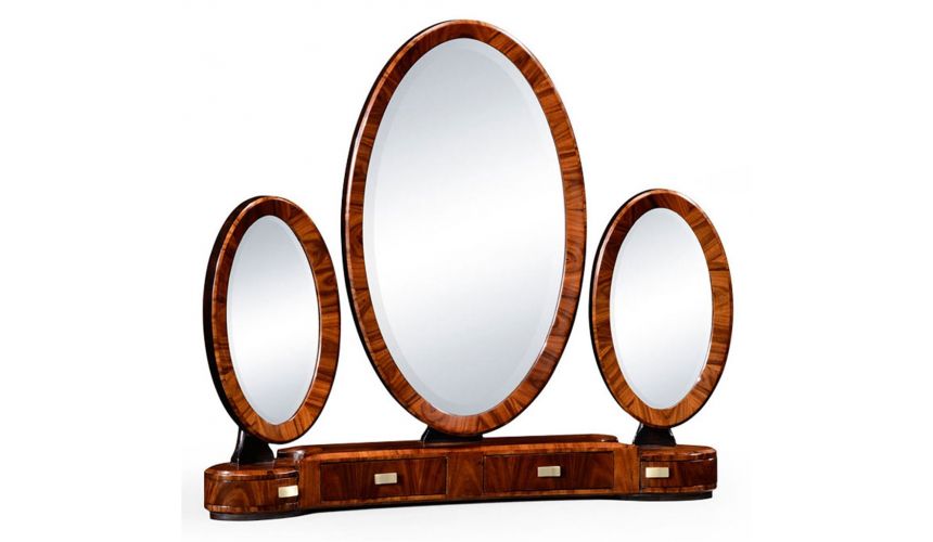 Square & Rectangular Side Tables Rosewood Veneered Triple Dressing Mirror-71