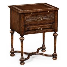 Dark Brown Oak Side Table with 2 Drawer-72
