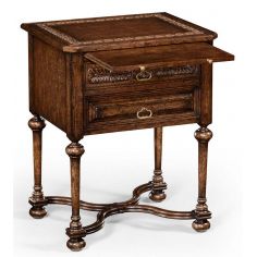 Dark Brown Oak Side Table with 2 Drawer-72 2