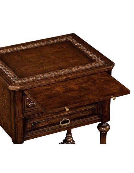 Dark Brown Oak Side Table with 2 Drawer-72