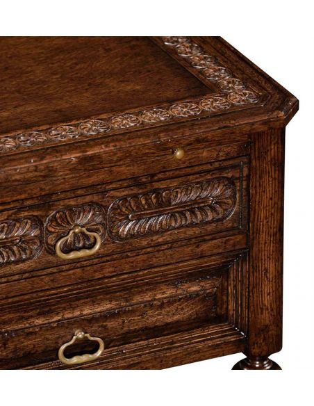 Dark Brown Oak Side Table with 2 Drawer-72