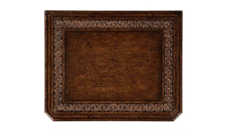 Dark Brown Oak Side Table with 2 Drawer-72