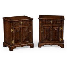 Square & Rectangular Side Tables Dark Brown Oak Distressed Bedside Cabinets-73