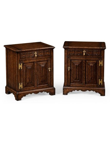 Dark Brown Oak Distressed Bedside Cabinets-73