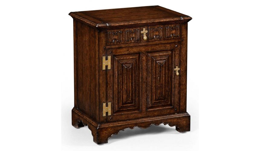 Square & Rectangular Side Tables Dark Brown Oak Distressed Bedside Cabinets-73