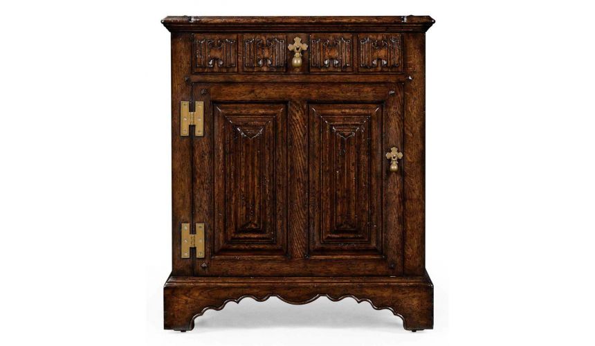 Square & Rectangular Side Tables Dark Brown Oak Distressed Bedside Cabinets-73