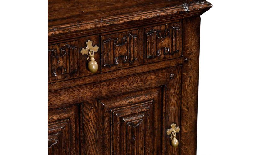 Square & Rectangular Side Tables Dark Brown Oak Distressed Bedside Cabinets-73