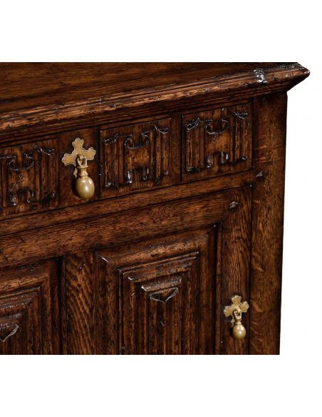 Square & Rectangular Side Tables Dark Brown Oak Distressed Bedside Cabinets-73