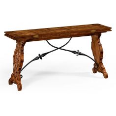 Distressed Walnut Wood Hunt Table-74