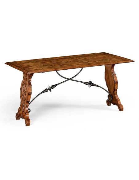 Distressed Walnut Wood Hunt Table-74