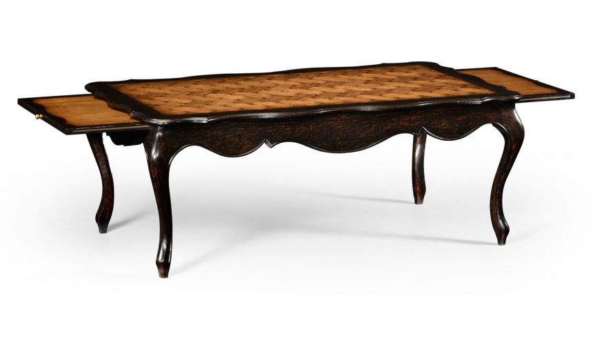 Rectangular and Square Coffee Tables French Style Distressed Black Painted Coffee Table-81