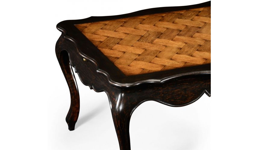 Rectangular and Square Coffee Tables French Style Distressed Black Painted Coffee Table-81