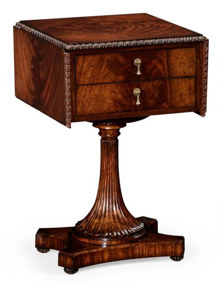 Mahogany Side Table with Drawers-86