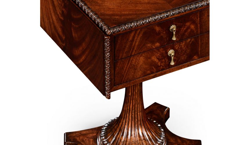 Square & Rectangular Side Tables Mahogany Side Table with Drawers-86